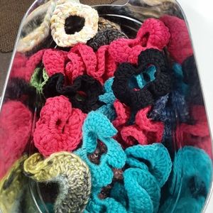 Soft crocheted scrunchies $6. or 3 for $15.